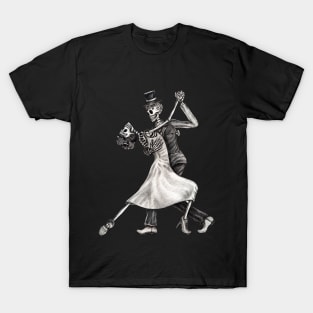 Sugar skull couple ballroom dancing celebration day of the dead. T-Shirt